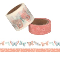 Washi Tape Schmetterlinge und Blumen - 5 m