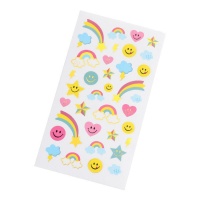 Aufkleber mit Emoticons und Regenbogen - 1 Blatt