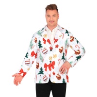 Weiße Weihnachtsjacke mit Ornamenten