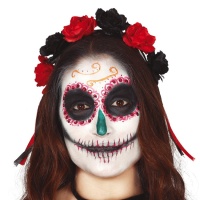 Catrina Stirnband mit roten und schwarzen Blumen