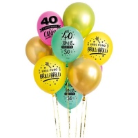 Assortierte Happy 40th Birthday Latex-Ballons 30cm - 10 Stück