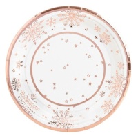 18 cm Rose Gold Schneeteller - 8 Stk.