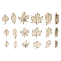 Assorted Autumn Leaves Holzfiguren - 18 Stk.