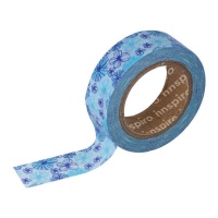 Washi-Tape blau Blumen - 10 m