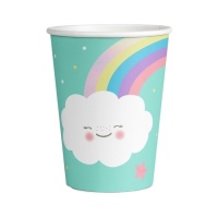 Regenbogen-Wolkenbecher 250 ml - 8 Stück