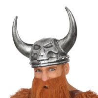 Silberner Wikingerhelm mit Hörnern