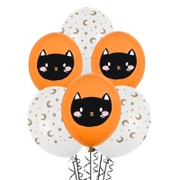 Hokuspokus Halloween Latexballons mit Katze 30 cm - PartyDeco - 50 Stück