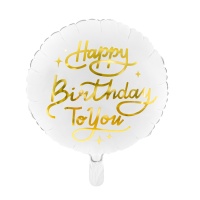 Runder Happy Birthday To You Ballon 35 cm - PartyDeco