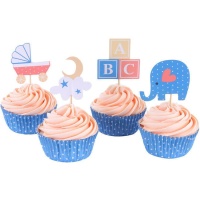 Baby Shower Cupcake-Kapseln und Baby Shower Picks - 24 Stück.