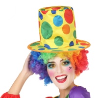 Gelber Clownshut mit bunten Tupfen