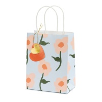 Geschenktasche 18 x 14 x 8 cm aus gemalten Blumen - 1 Stück