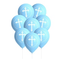 Erstkommunion blaue Latexballons 27 cm - 8 Stück