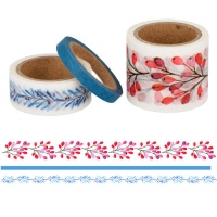 Washi Tape blau Beeren und Pflanzen - 3 Stück