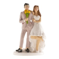 Figur für Hochzeitstorte von Braut und Bräutigam in einer lustigen Pose von 16 cm.