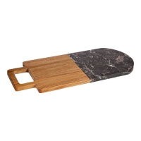 Schneidebrett 38 x 18 cm Holz und schwarzer Marmor