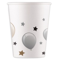 200 ml Happy Birthday Golden Cups mit Luftballons - 8 Stück