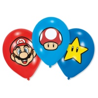 Super Mario Latex-Ballons 27,5 cm - Amscan - 6 Stk.