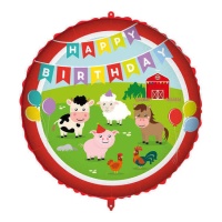 Happy Birthday Bauernhof Tiere Ballon 46 cm