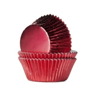 Rote metallische Weihnachts-Cupcake-Kapseln - House of Marie - 24 Stück.