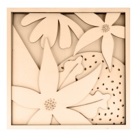 Holzbild von Blumen mit 5 Ebenen 25 x 25 cm