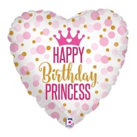 Happy Birthday Prinzessin Herz Luftballon 46 cm - Grabo