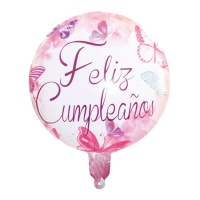 Happy Birthday Schmetterlinge Runder Ballon 45 cm