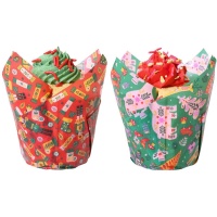 Weihnachtsdesign Papier Tulpen Muffinförmchen - PME - 24 Stk.