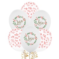 Love & Leaves Latex-Ballons 30 cm - PartyDeco - 50 Stück