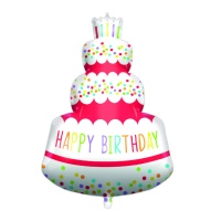 Happy Birthday Rainbow Cake Silhouette XL Luftballon 95 cm - Procos