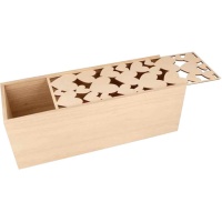 Rechteckige Holzkiste mit Herzen 33 x 12 x 12 x 12 cm