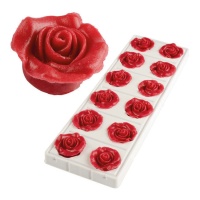 Weiche rote Rosen Zuckerfiguren 3,5 cm - Dekora - 36 Stück.