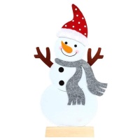 Schneemannfigur aus Filz und Holz 67 cm