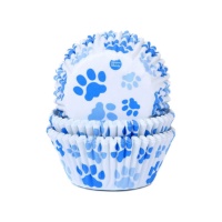 Blaue Hunde-Fußabdruck-Cupcake-Kapseln - House of Marie - 50 Stück.