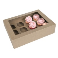 Box für 12 Cupcakes kraftfarben - 2 Stück