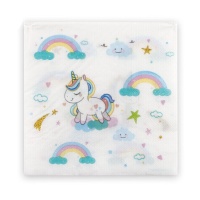 Einhorn Regenbogen Servietten 16,5 x 16,5 cm - 12 Stück