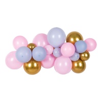 Ballongirlande rosa, grau und gold - 30 Stück