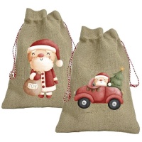 Assortierte Jute-Weihnachtsgeschenk-Tasche 34 x 25 cm - 1 St.