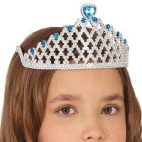 Silbernes Prinzessinnen-Diadem mit blauem Herz