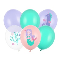 Meerjungfrau Luftballons 30 cm - PartyDeco - 6 Stk.