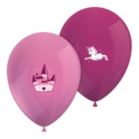 Latex Luftballons Einhorn und Schloss 30 cm - 6 Stück