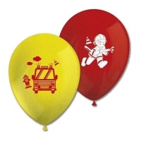 Feuerwehrleute in Aktion Latex-Ballons 28 cm - 8 Stück.