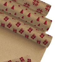 Rotes Kraft-Weihnachts-Geschenkpapier 2,00 x 0,70 m - 1 St.