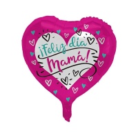 Happy Mother's Day Fuchsia Herz Ballon 45 cm