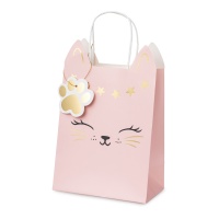 Rosa Katze Geschenktasche 27,5 x 18 x 10,5 cm