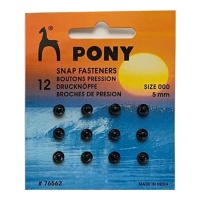 0,5 cm schwarze Druckknöpfe - Pony - 12 Paar