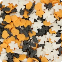 Halloween Streuseln Mix schwarz, weiß und orange 55 g