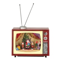 TV mit Weihnachtsmann mit Licht, Musik und Bewegung 24 x 14 x 20,5 cm