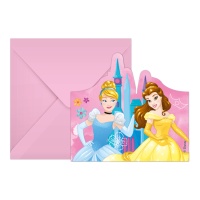 Disney Prinzessin Einladungen Cinderella und Belle - 6 Stück