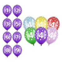 Latex Geburtstagsballons mit Zahlen 30 cm - PartyDeco - 6 Stück