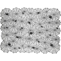 Rechteckige schwarze Spinnennetz-Tischdecke 1,80 x 1,35 m